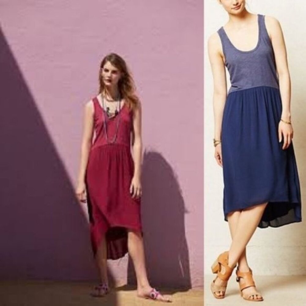 Anthro Left of Center Tulipan X Cross Back Midi Tunic Dress